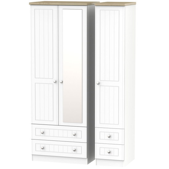 Venice Standard Triple 4 Drawer Mirrored Wardrobe 